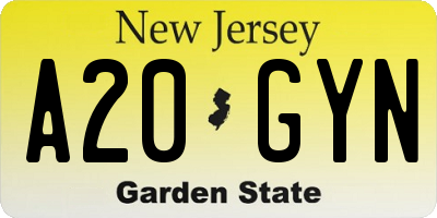 NJ license plate A20GYN