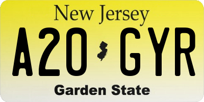 NJ license plate A20GYR