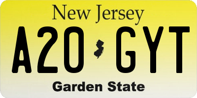 NJ license plate A20GYT