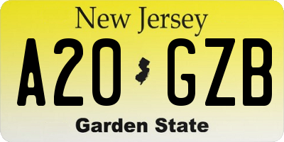 NJ license plate A20GZB