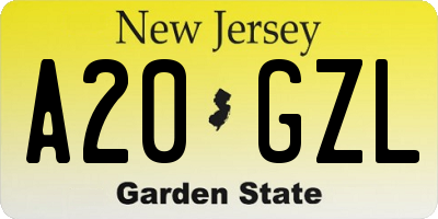 NJ license plate A20GZL