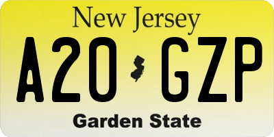 NJ license plate A20GZP