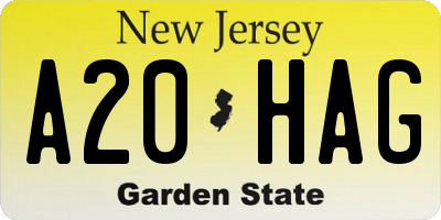 NJ license plate A20HAG