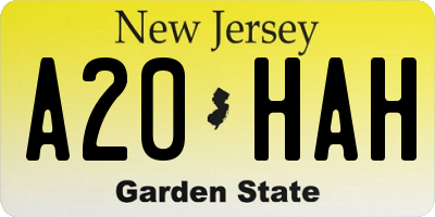 NJ license plate A20HAH