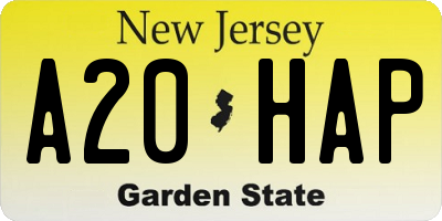 NJ license plate A20HAP