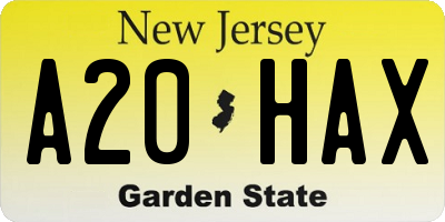 NJ license plate A20HAX