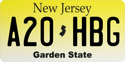 NJ license plate A20HBG