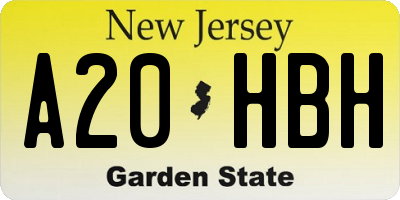 NJ license plate A20HBH