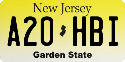 NJ license plate A20HBI