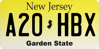 NJ license plate A20HBX