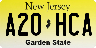 NJ license plate A20HCA