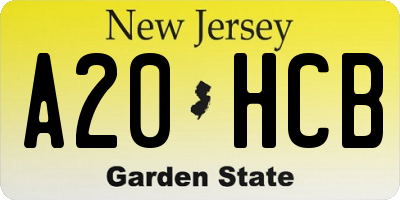 NJ license plate A20HCB