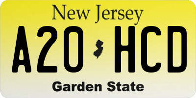 NJ license plate A20HCD
