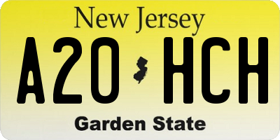 NJ license plate A20HCH