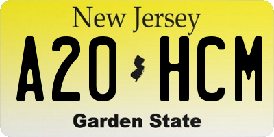 NJ license plate A20HCM