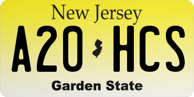 NJ license plate A20HCS