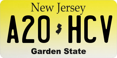 NJ license plate A20HCV