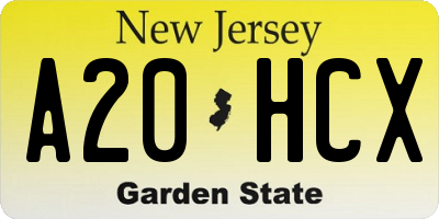 NJ license plate A20HCX
