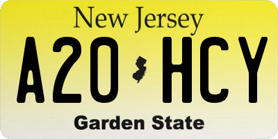 NJ license plate A20HCY