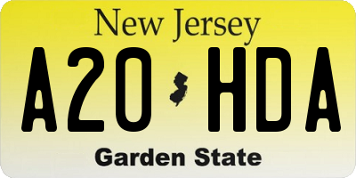 NJ license plate A20HDA