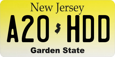 NJ license plate A20HDD