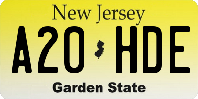 NJ license plate A20HDE