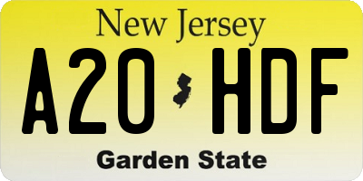 NJ license plate A20HDF