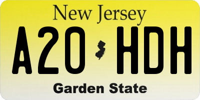 NJ license plate A20HDH