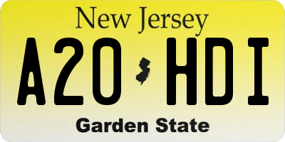 NJ license plate A20HDI