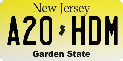 NJ license plate A20HDM