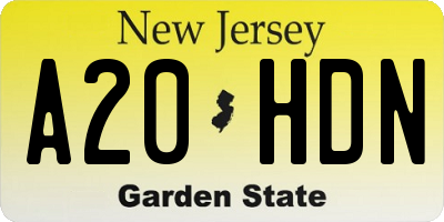 NJ license plate A20HDN