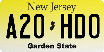 NJ license plate A20HDO