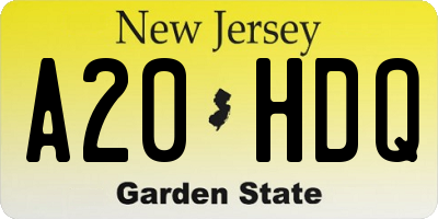 NJ license plate A20HDQ