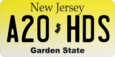 NJ license plate A20HDS