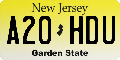 NJ license plate A20HDU