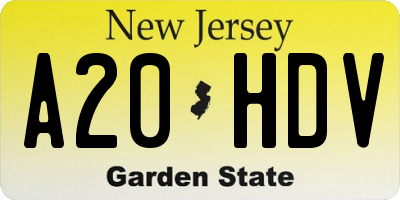 NJ license plate A20HDV