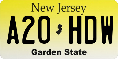NJ license plate A20HDW