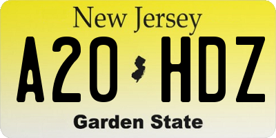 NJ license plate A20HDZ