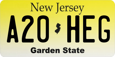 NJ license plate A20HEG