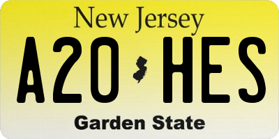 NJ license plate A20HES