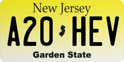 NJ license plate A20HEV