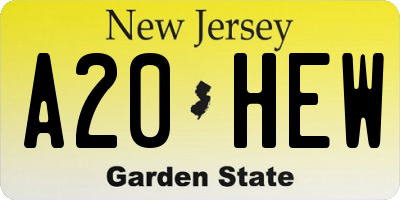 NJ license plate A20HEW