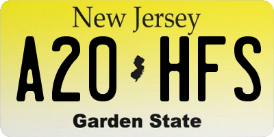 NJ license plate A20HFS