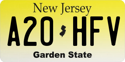 NJ license plate A20HFV