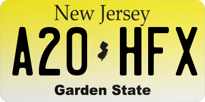 NJ license plate A20HFX