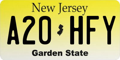 NJ license plate A20HFY