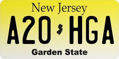 NJ license plate A20HGA