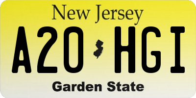 NJ license plate A20HGI
