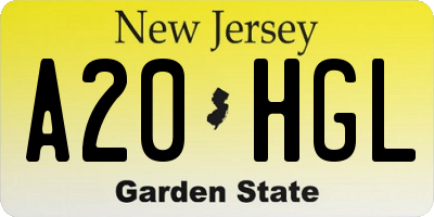 NJ license plate A20HGL