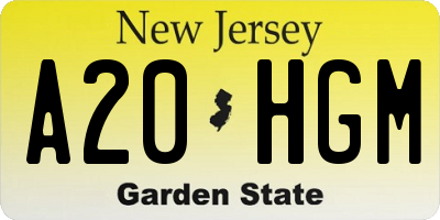 NJ license plate A20HGM